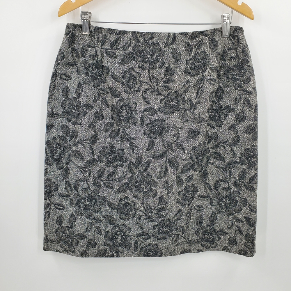 ♧♧ Vintage Casual Corner Floral Lace Patterned Gray Skirt Size 12